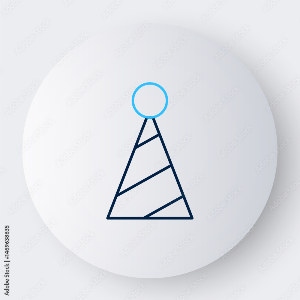 Line Party hat icon isolated on white background. Birthday hat. Colorful outline concept. Vector Line Party hat icon isolated on white background. Birthday hat. Colorful outline concept. Vector