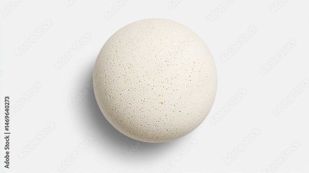 A single white egg with a speckled texture. A single white egg with a speckled texture.