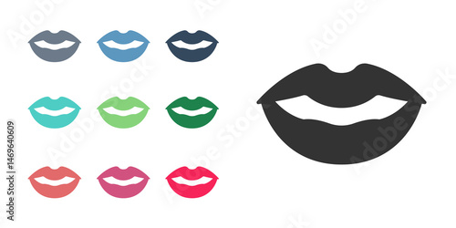 Wallpaper Mural Black Smiling lips icon isolated on white background. Smile symbol. Set icons colorful. Vector Torontodigital.ca