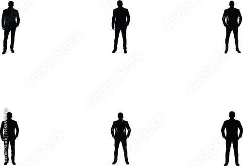 Man Silhouette Standing, Calm Pose Illustration, Upright Figure Outline, Casual Stance Art