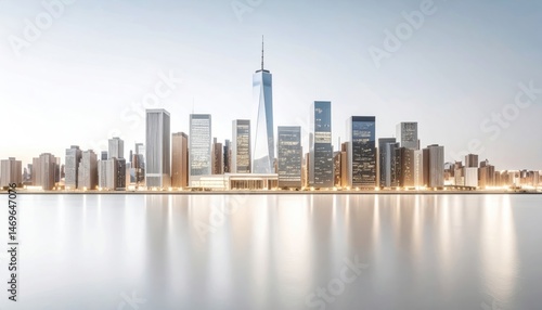 Cityscape Skyline Reflecting on Water