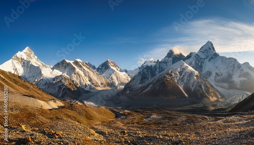 beautiful landscape of amazing mountains with charming snowy peaks