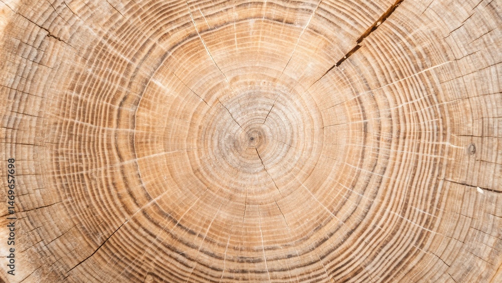 Fototapeta premium Detailed Closeup of a Tree Trunk's Annual Rings, Revealing the Patterns of Time and Growth