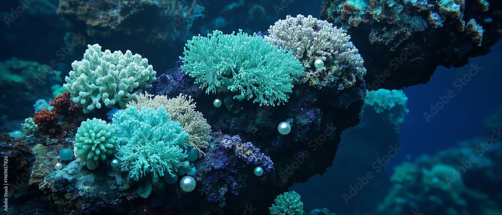 Obraz premium Stunning Marine Life in Tropical Ocean, Vibrant Coral Reef Underwater Ecosystem