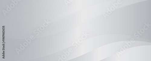 Abstract Metallic silver gradient background. Minimalistic subtle wavy silver silk texture. 3D vector illustration.