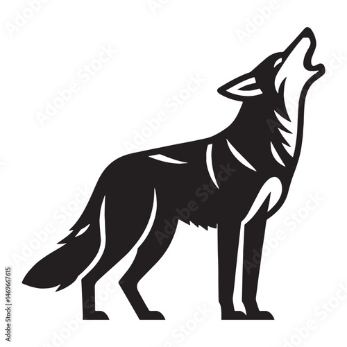 Rugged and expressive howling coyote silhouette great for wildlife emotion – howling coyote vector – howling coyote illustration – silhouette of howling coyote

