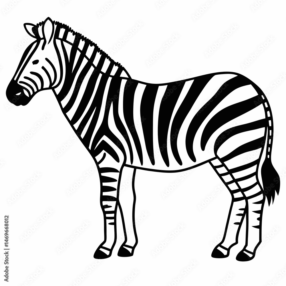Fototapeta premium Zebra Safari Wildlife Outline Animal Line Drawing Art
