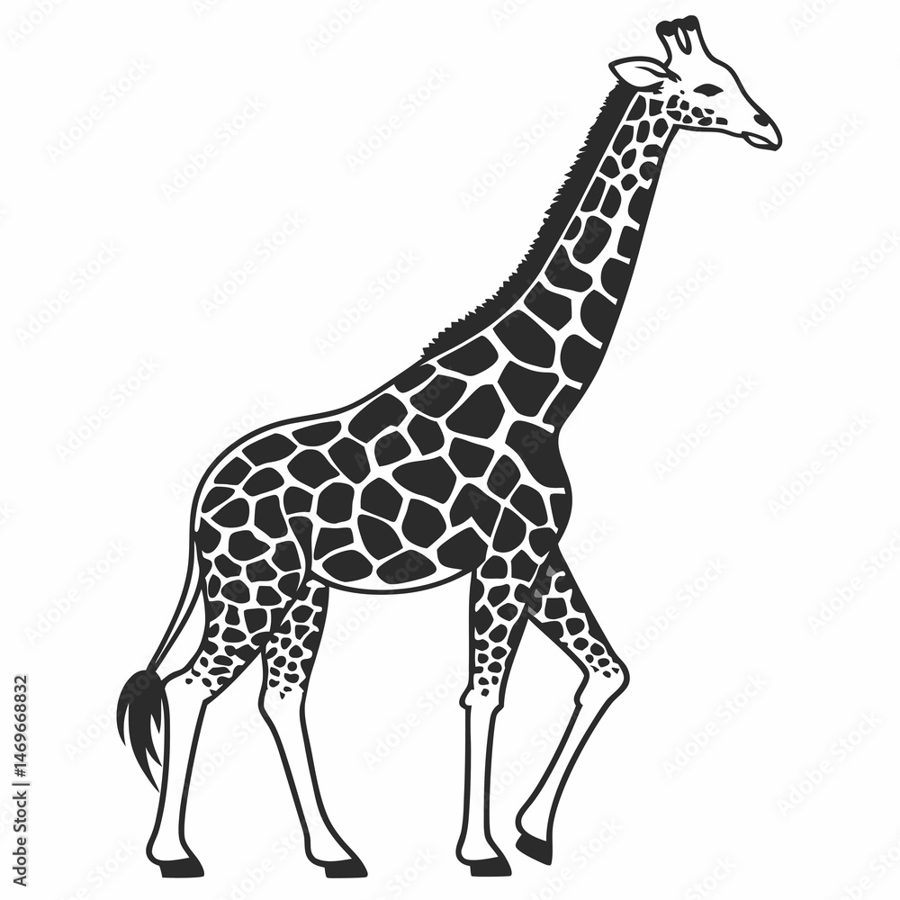 Obraz premium Giraffe Wildlife Outline Drawing African Animal Illustration Art