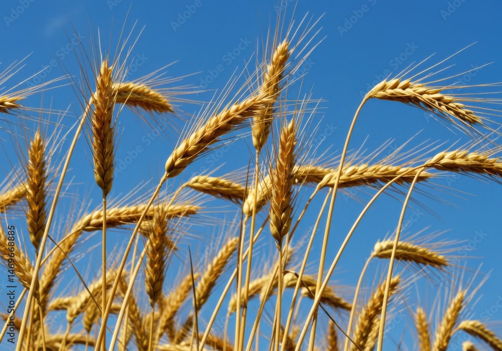 Golden wheat field against blue sky Golden wheat field against blue sky