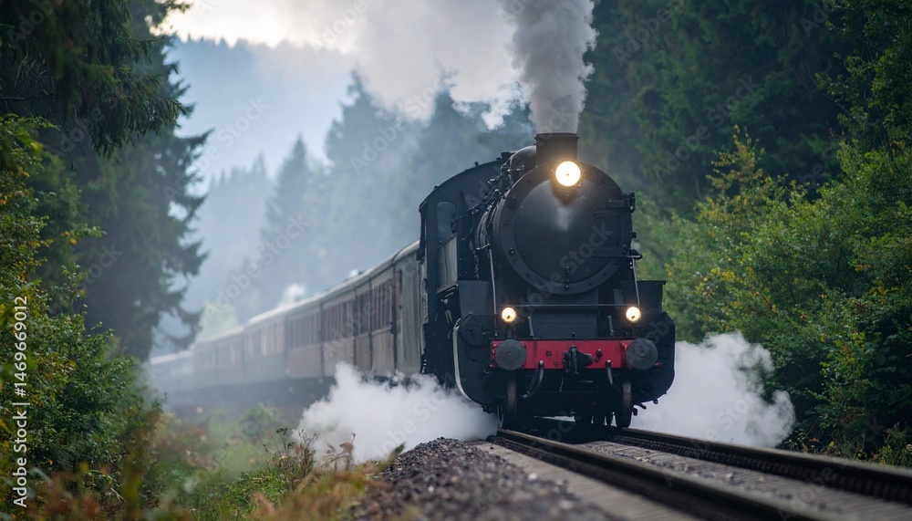 Fototapeta premium Tren de vapor clasico en el bosque