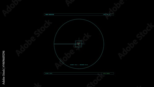 Futuristic HUD interface with circular scanning radar crosshair targeting system digital overlay