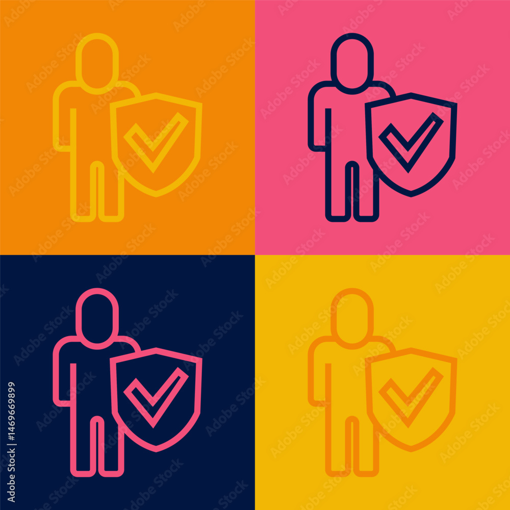 Pop art line Healthy lifestyle icon isolated on isolated on color background. Vector Pop art line Healthy lifestyle icon isolated on isolated on color background. Vector