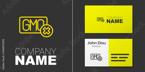 Logotype line No GMO icon isolated on grey background. Genetically modified organism acronym. Dna food modification. Logo design template element. Vector