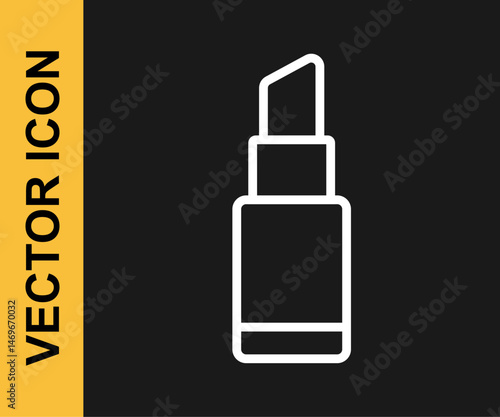 White line Lipstick icon isolated on black background. 8 March. International Happy Women Day. Vector
