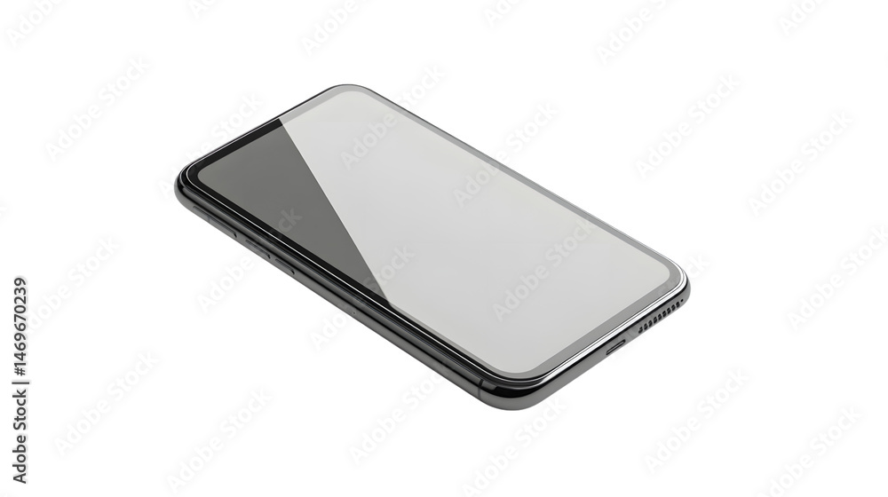 Sleek Modern Smartphone Display Floating Isolated White Background Sleek Modern Smartphone Display Floating Isolated White Background