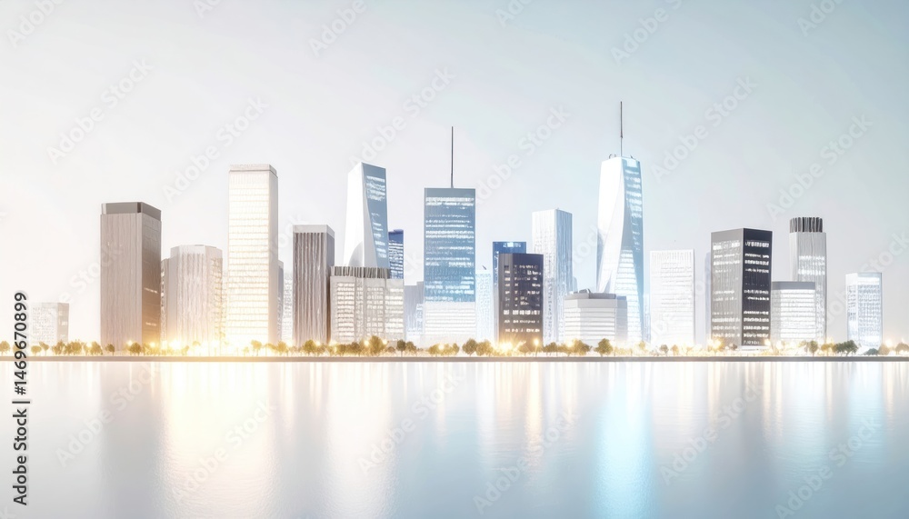 Fototapeta premium Cityscape Skyline Reflection Architecture