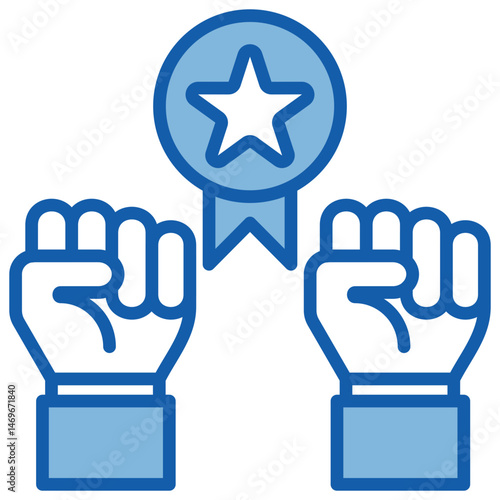 Competitiveness Blue White Icon