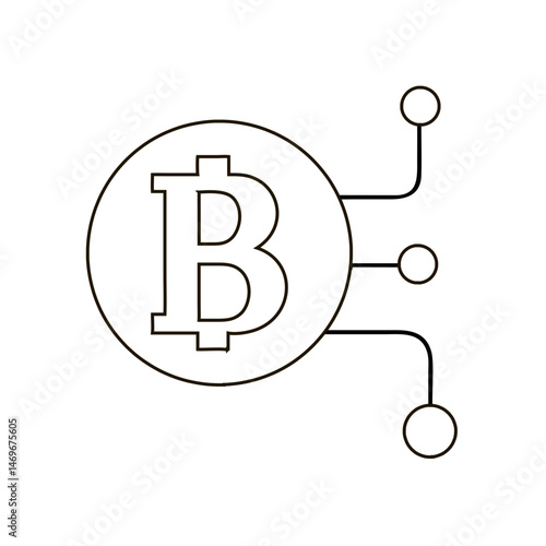 Cryptocurrency icon with Bitcoin symbol in thin line style.