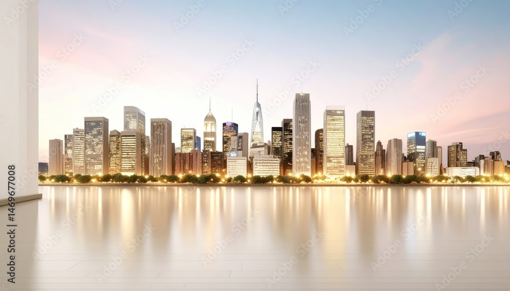 Fototapeta premium Cityscape View with Water and Buildings