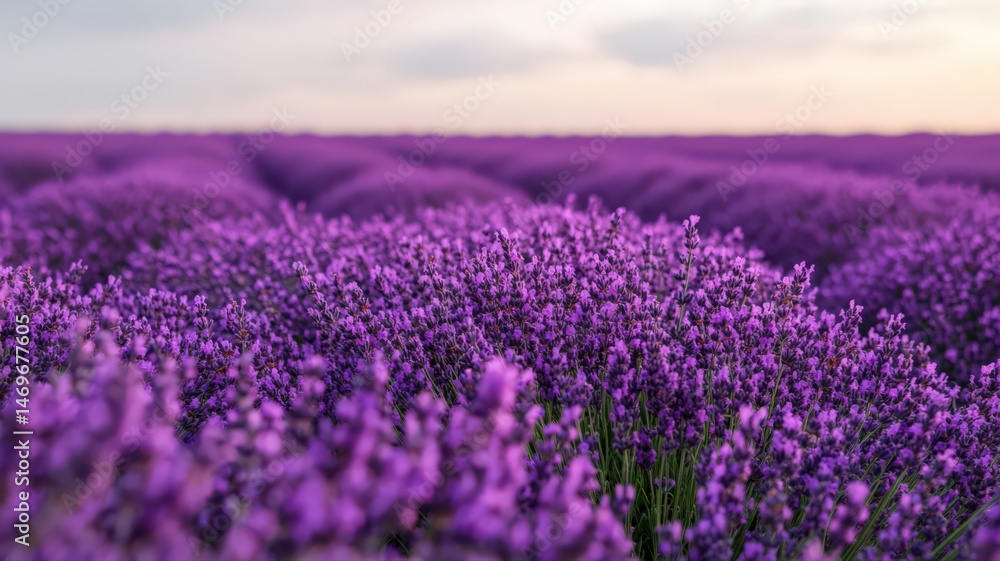 Obraz premium Purple Lavender Field At Sunset