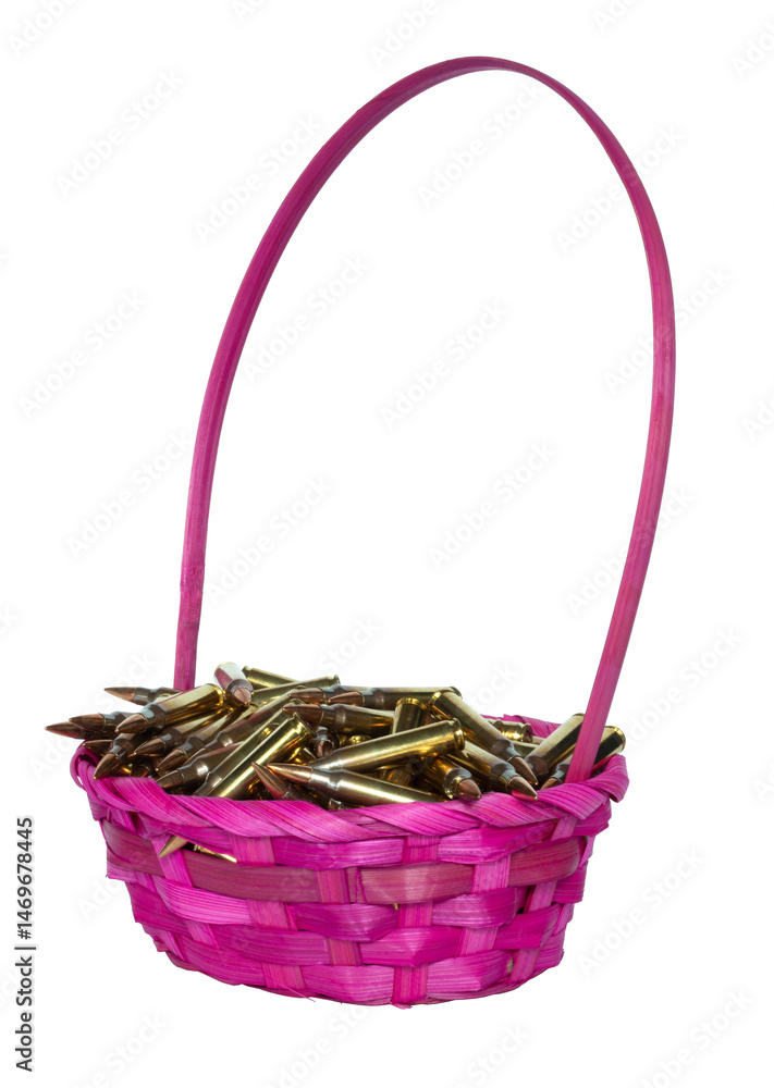 Room for text with an Easter basket full of cartridges