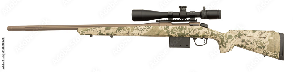 Rifle that is bolt action with scope mounted