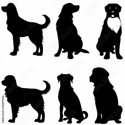 Dog silhouettes set, large pack of vector silhouette design