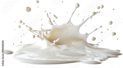 Cream Splashing Isolated on Transparent Background for Culinary Designs and Food Photography