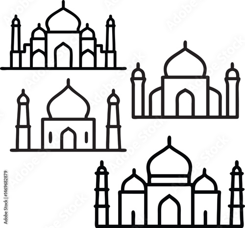Vector illustration of India's Taj Mahal, a marble mausoleum and iconic symbol of Mughal architecture in Agra