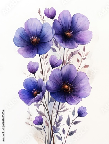 Wallpaper Mural Delicate Purple Floral Arrangement Torontodigital.ca