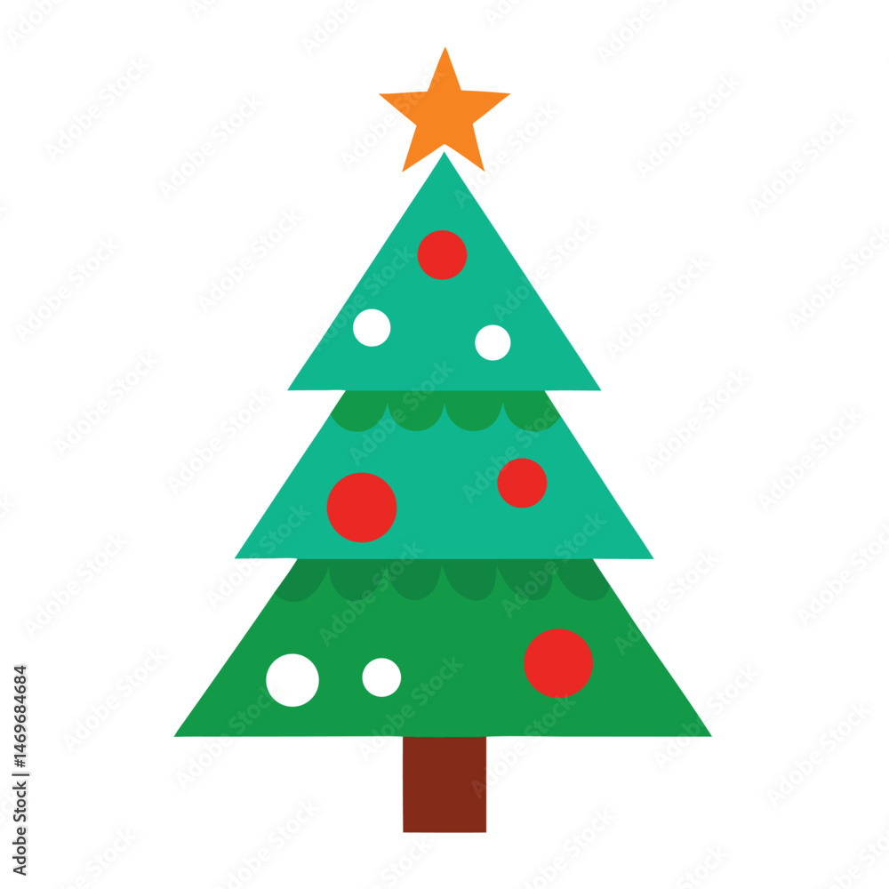 Green christmas tree vector illustration with a star is a festive holiday decoration made of paper, perfect for xmas celebration and new year design Green christmas tree vector illustration with a star is a festive holiday decoration made of paper, perfect for xmas celebration and new year design
