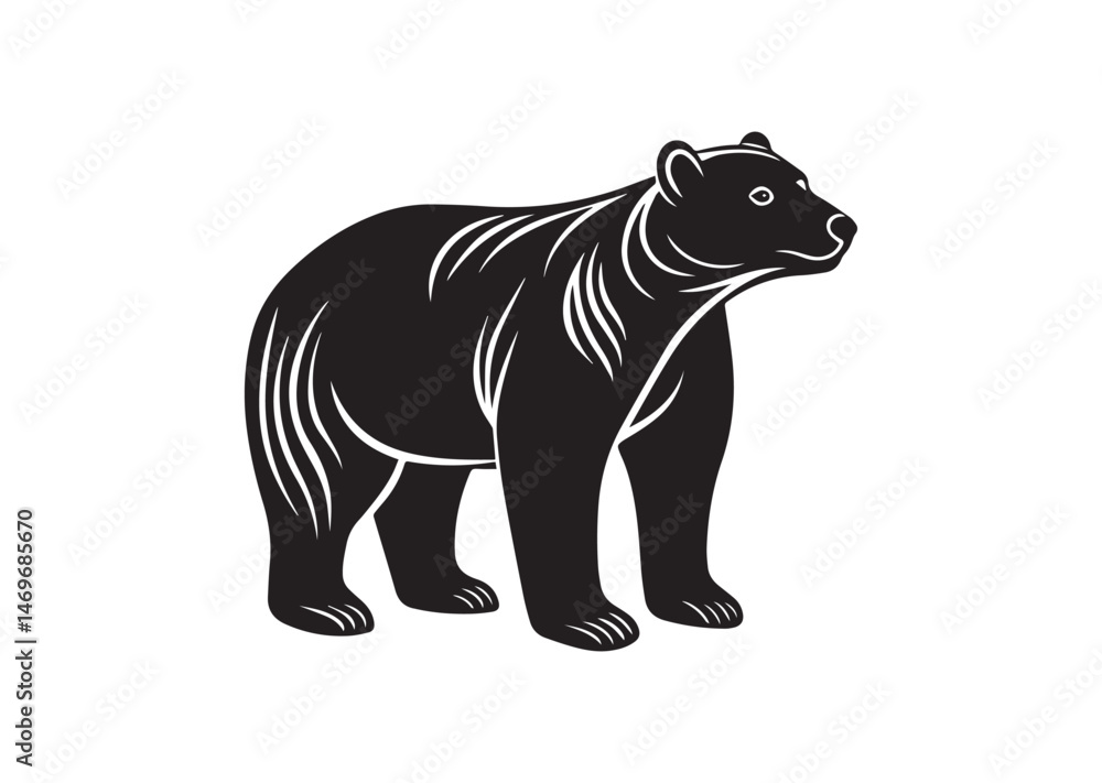 Fototapeta premium Polar Bear Silhouette Vector