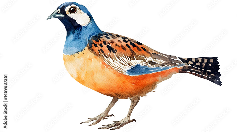 Fototapeta premium Quail Watercolor Clipart of Popular Bird Species for Creative Projects