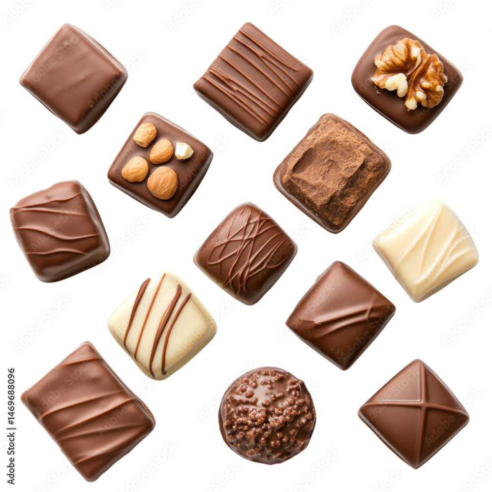 Indulge in delightful assortment of assorted chocolate candies, featuring various textures and flavors that evoke joy Indulge in delightful assortment of assorted chocolate candies, featuring various textures and flavors that evoke joy