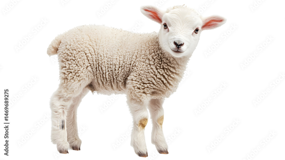 Fototapeta premium Cute Small Lamb Isolated on Transparent Background for Design Projects and Marketing Materials