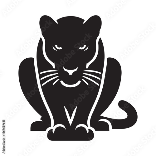 Intense crouching panther silhouette designed for high-energy wildlife visual projects – crouching panther vector – crouching panther illustration – silhouette of crouching panther


