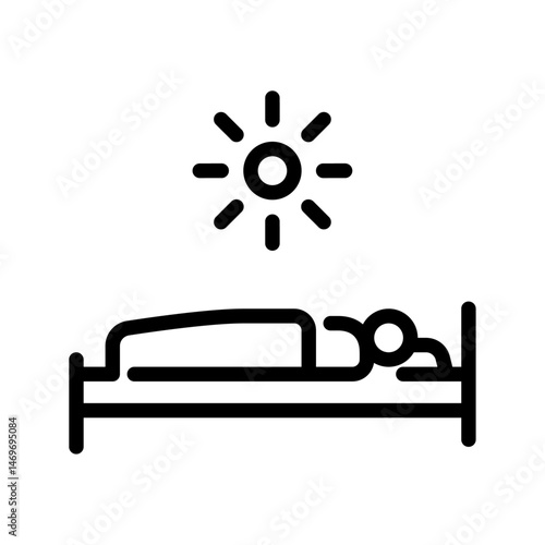 get up late outline icon. figure sleeping at morning line art illustration.