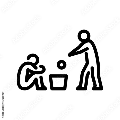 beggar outline icon. homeless person line art illustration.