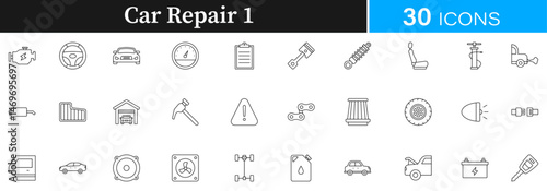 Car Repair, car services icon pack | Detailed Outline | Editable Stoke 30 icon | Victor illustrator.