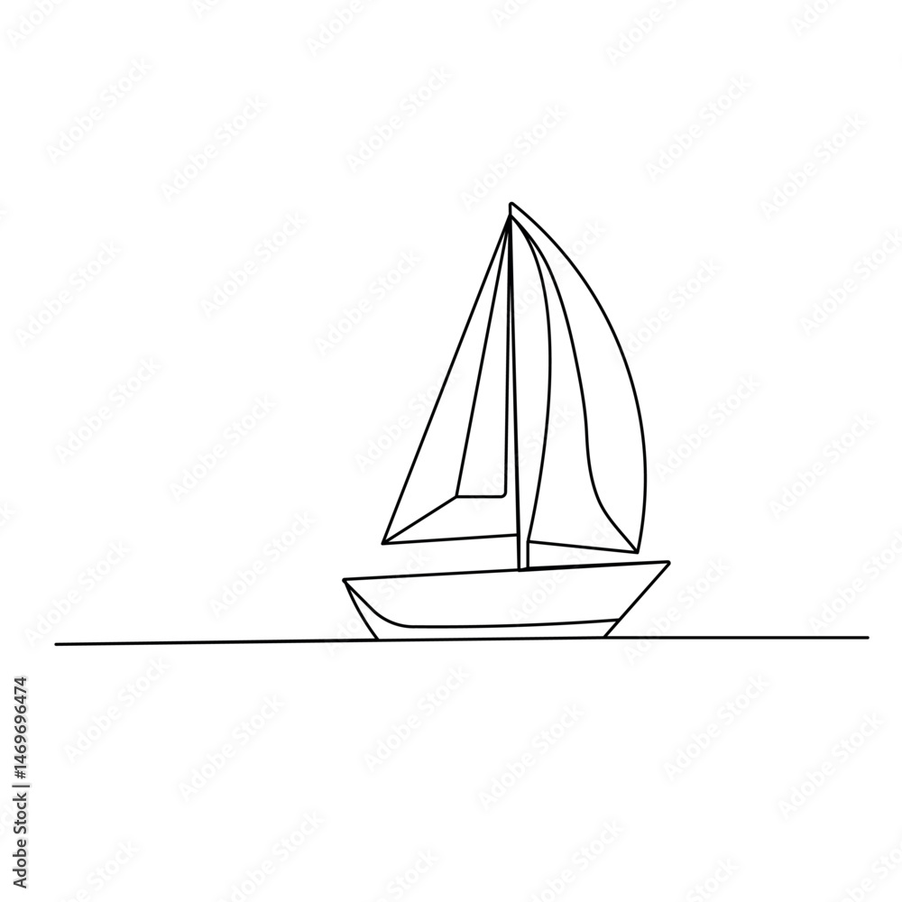 Sailboat icon continuous one line drawing outline vector illustration Sailboat icon continuous one line drawing outline vector illustration