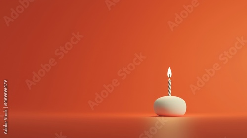 A single candle on a white sphere.