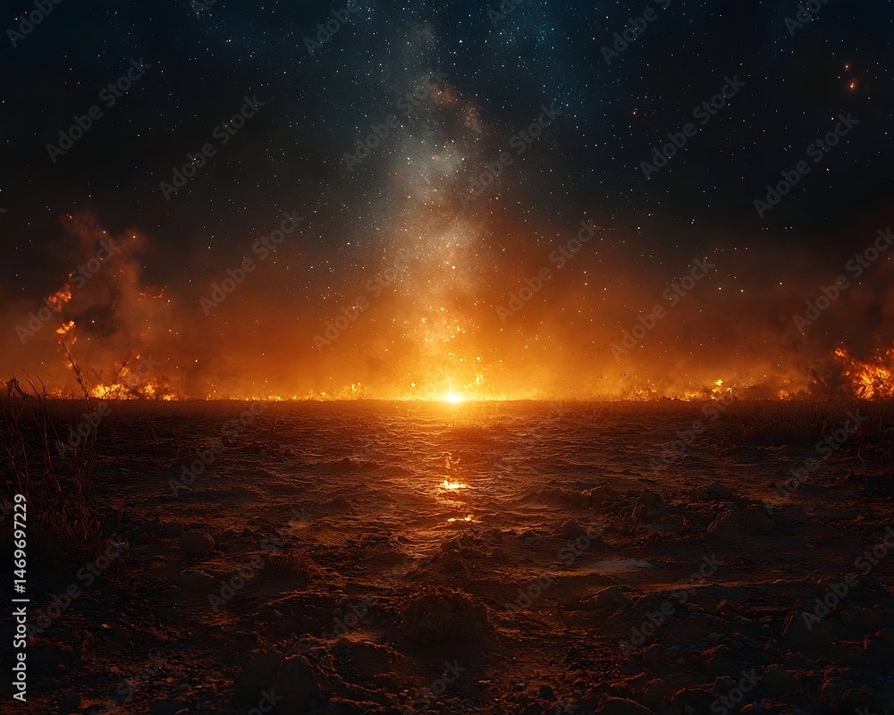 Desolate sky with no stars on a lifeless scorched world