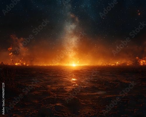 Obraz na płótnie Desolate sky with no stars on a lifeless scorched world w salonie