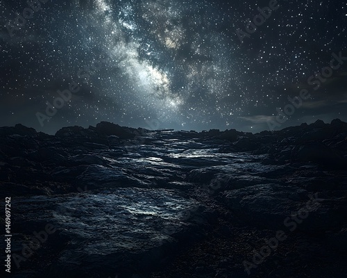 Obraz na płótnie Starry night over a tranquil ocean w salonie