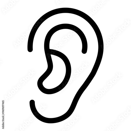 Illustration showing a black ear icon on a white background