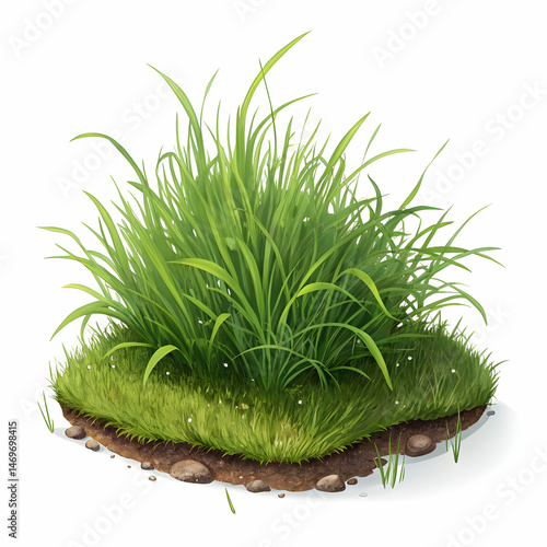 Lush Green Grass Tuft: High-Resolution Image