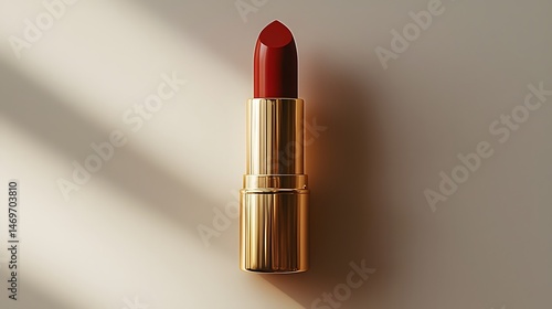Luxurious red lipstick in minimalist packaging