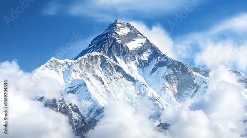 Majestic Himalayan Peak with Cloudscape.