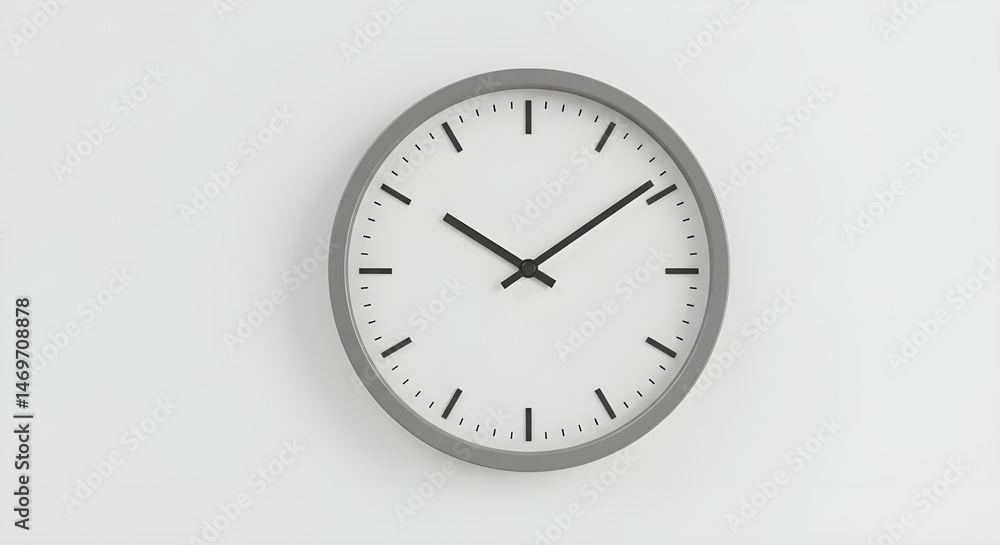 Round Grey Wall Clock Showing 10:09 | Minimalist Timepiece for Home Decor, Office Design and Business Presentations Round Grey Wall Clock Showing 10:09 | Minimalist Timepiece for Home Decor, Office Design and Business Presentations