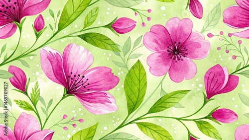 Wallpaper Mural seamless pattern with flowers watercolor Torontodigital.ca